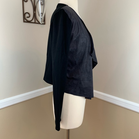 Velvet by Graham & Spencer Ponte Knit Vegan Leather Drape Front Jacket - Picture 4 of 7